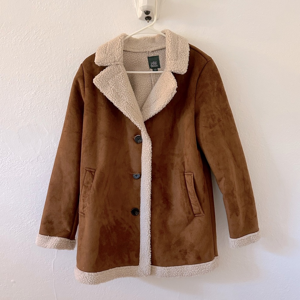 Target Wild Fable Faux fur/leather pea coat